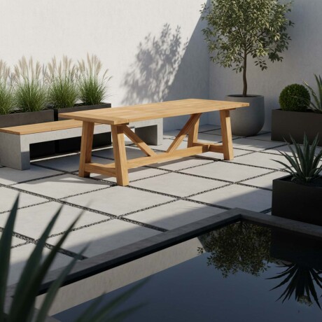 MESA COMEDOR EXTERIOR MADERA NATURAL-BEIGE FUNNY