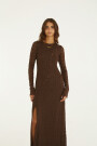VESTIDO LARGO ENCAJE Marron