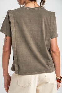 Remera Algodon Lavado Oliva