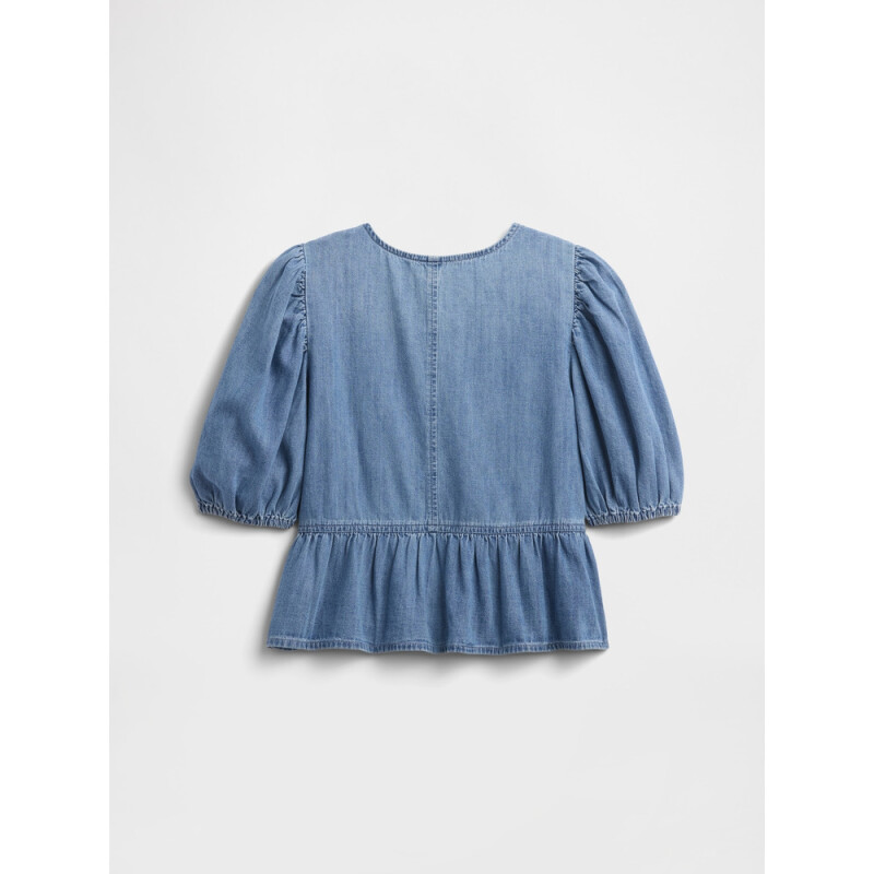 V-PUFF SLEEVE DENIM SHIRT MEDIUM INDIGO 15