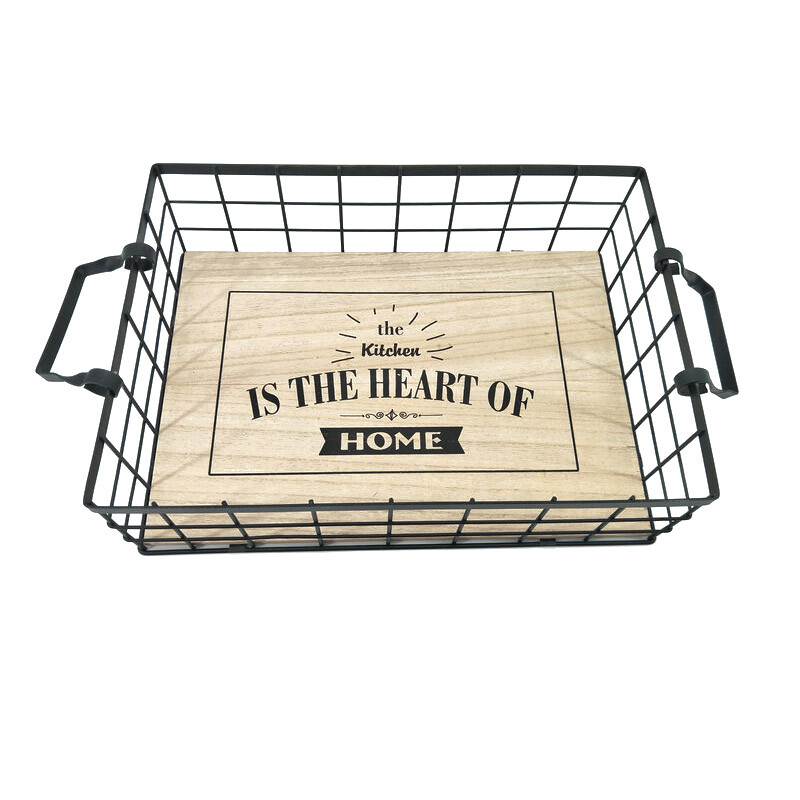 Cesta Organizadora de Metal y Madera Grande Cesta Organizadora de Metal y Madera Grande