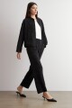 Pantalon recto jacquard floral negro