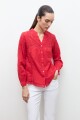 Camisa puntillas y bordados rojo