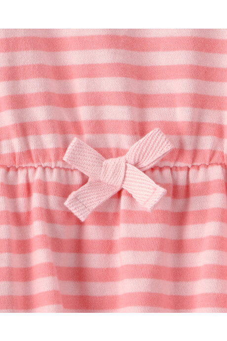 Vestido de algodón, sin mangas, rosado, diseño a rayas Sin color
