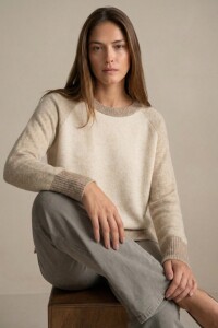 Sweater Color Block Beige Melange