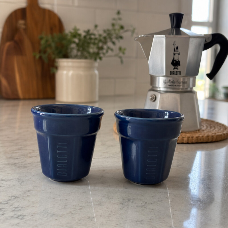 Pocillos Bialetti de Porcelana para Café Espresso - 2 Unidades Azul