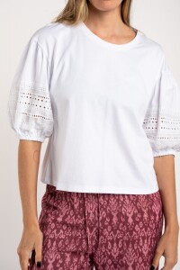 Remera Algodón Combinada Blanco