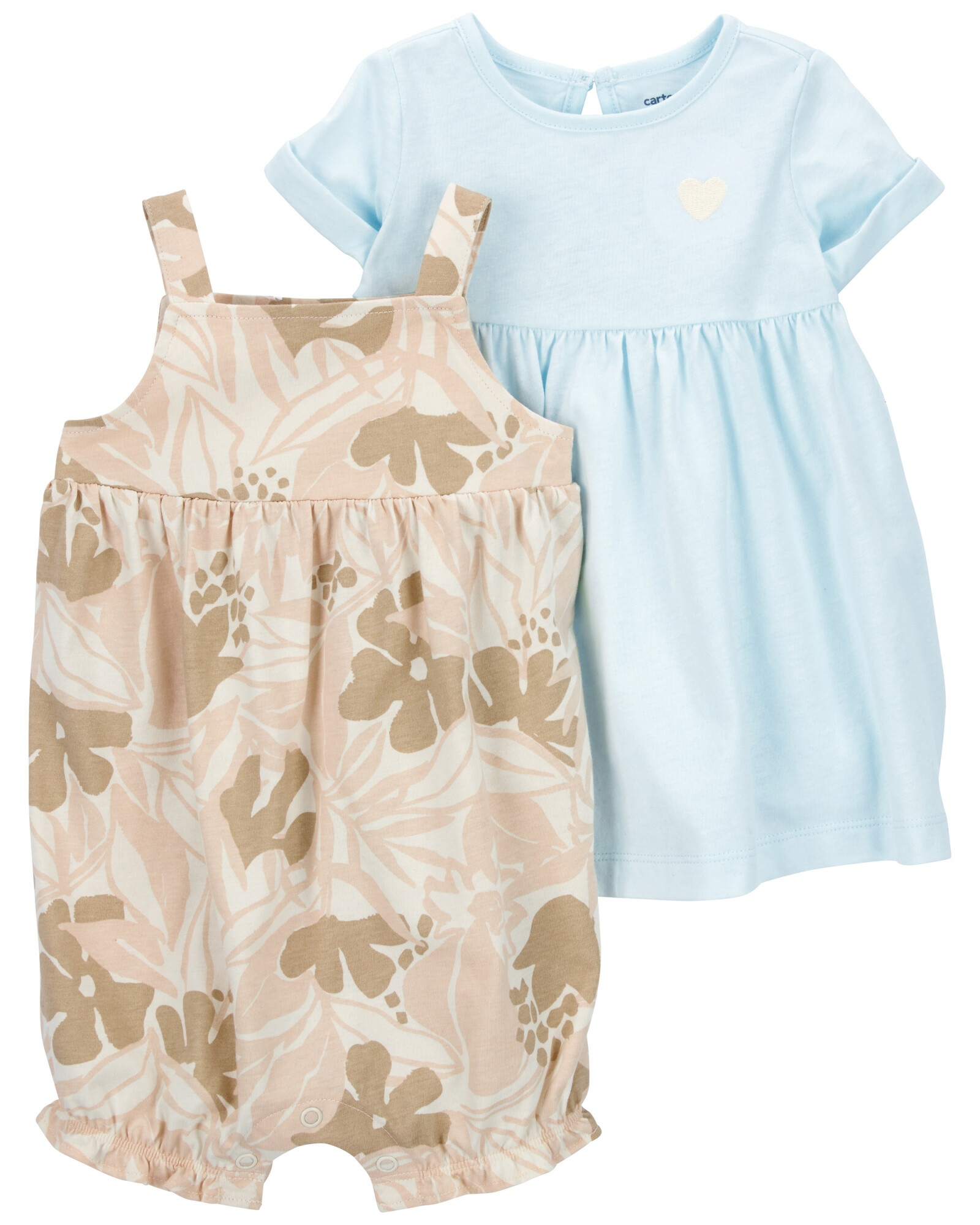 Set dos piezas de algodón, vestido y monito bombachudo Sin color