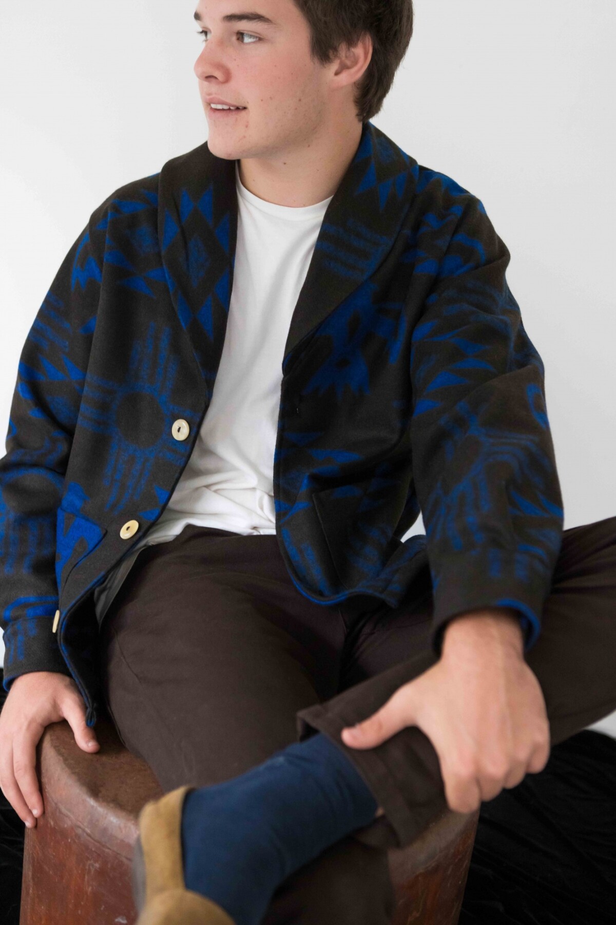 Navajo Cardigan Men Azul / Negro