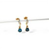 Caravanas oro Gotas Topacio Azul- Oro bajo - Topacio azul y Zirconias- CA8003 conpiedra