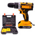 Taladro Percutor Atornillador Inalámbrico + 2 Baterías + Acc Color Amarillo Negro
