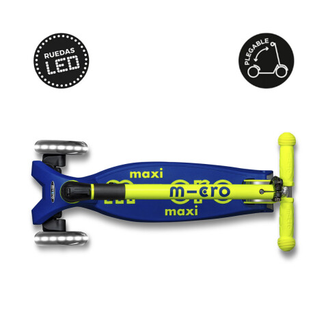 Monopatín Micro Maxi Plegable Neón LED Ajustable con 3 Ruedas AMARILLO