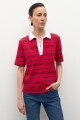 Remera rayada cuello polo rojo