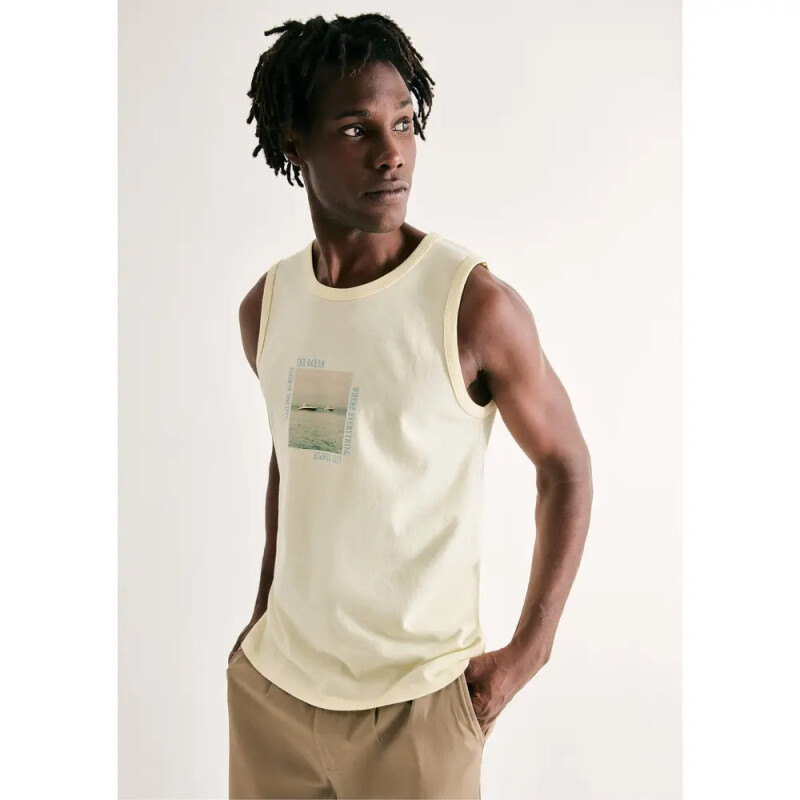 CAMISETA REGATA MASC AMARELO CLARO