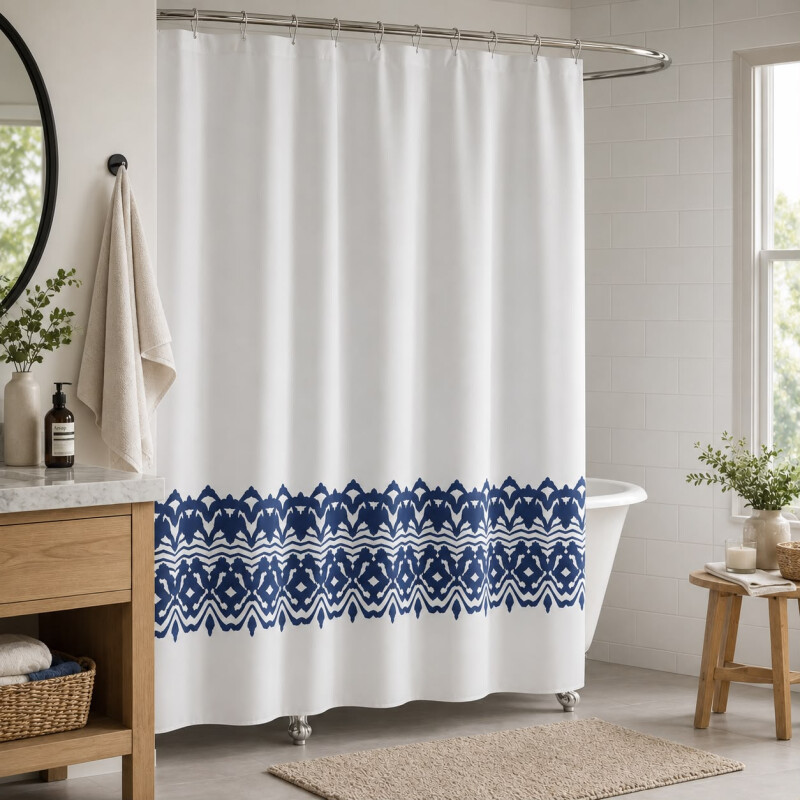 Cortina de Baño 180x180 Estampada Guarda Azul