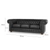 Sillón 100% Cuero - 3 Cuerpos - Chesterfield Negro