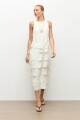 Maxi vestido con volados crudo