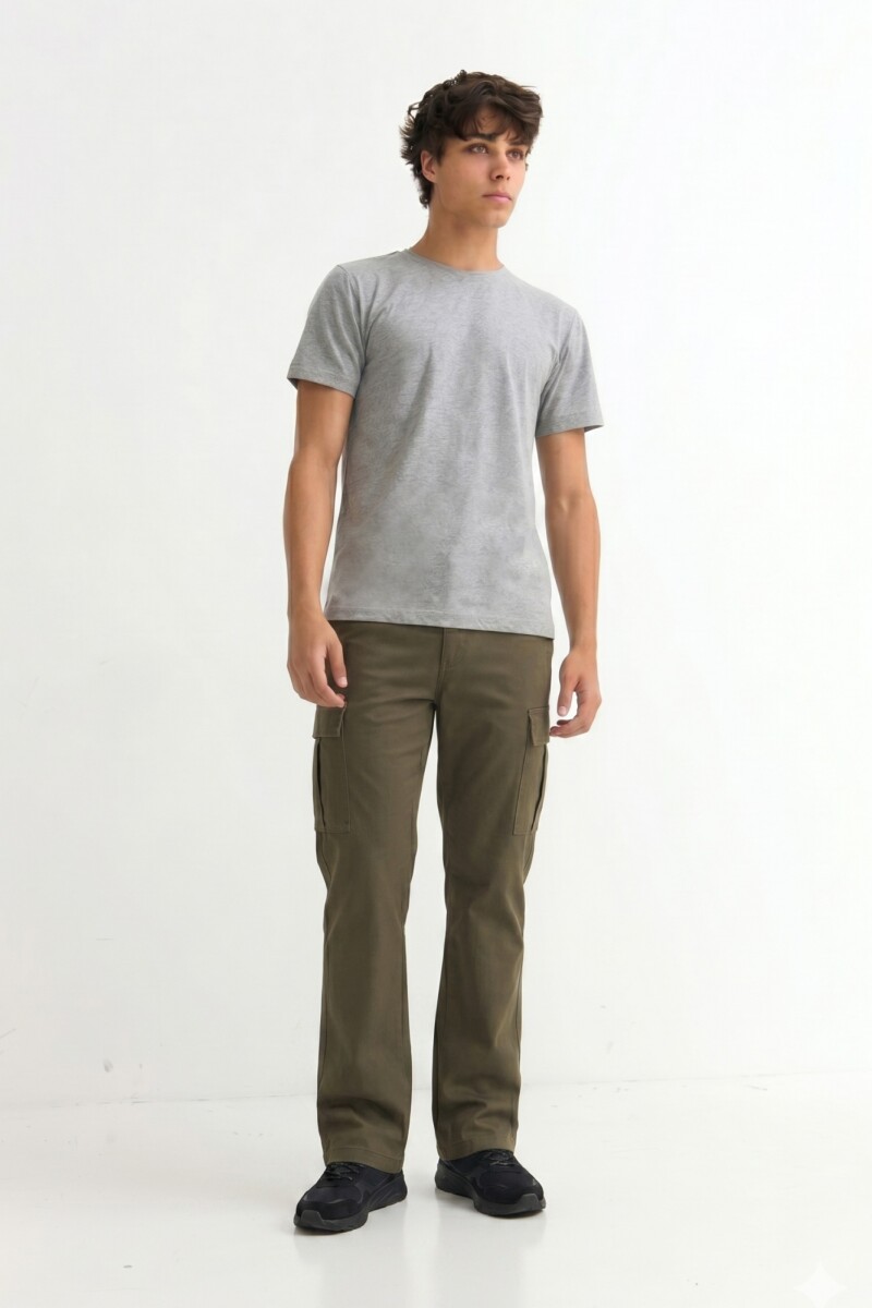 Remera básica manga corta GRIS MELANGE