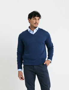 470985 SWEATER HARRINGTON LABEL Azul Piedra