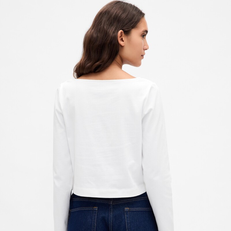 INTL LS CROPPED BOAT TEE FRESH WHITE