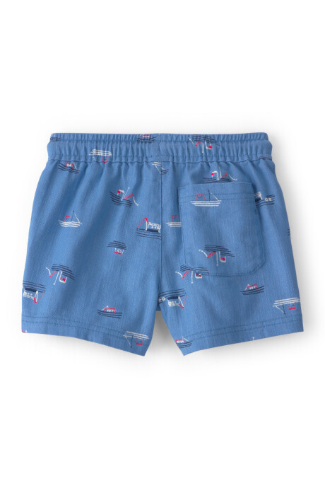 Short de sarga, azul, diseño barcos Sin color