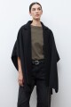 Capa con solapa y cuello tejido negro