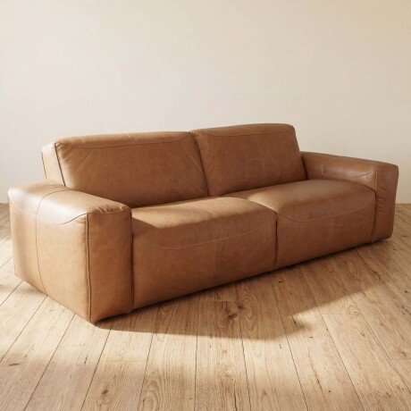 SOFA 3 CUERPOS CUERO-100-NATURAL MARRON PORTO CAMEL
