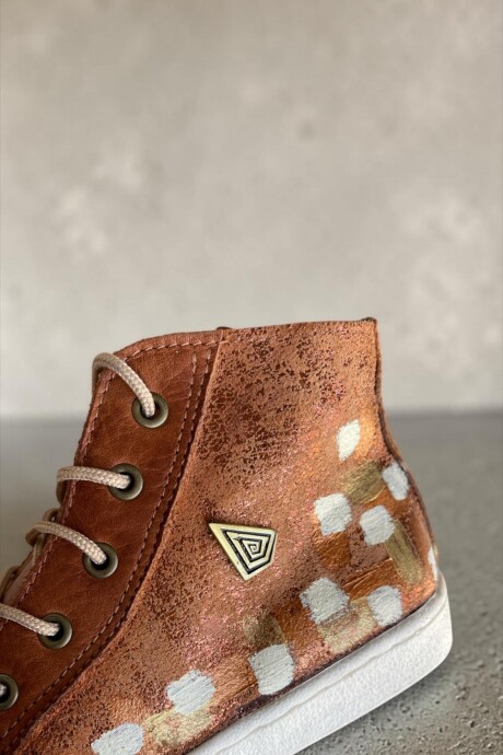 Bota Daria Terra Jaspeado Cobre Con Arte Pintado A Mano Bota Daria Terra Jaspeado Cobre Con Arte Pintado A Mano