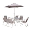 Juego de Patio Santa Lucia Mesa c/6 Silla y sombrilla taupe Juego de Patio Santa Lucia Mesa c/6 Silla y sombrilla taupe