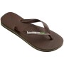 Sandalias Havaianas Brasil Logo Hombre Marrón Oscuro Blanco