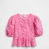 V-W PUFF SLV TOP PINK FLORAL