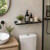 ESTANTE DE BAÑO EN VIDRIO 11 X 38 CM NEGRO MATE Estante De Baño En Vidrio 11 X 38 Cm Negro Mate