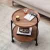 Mesa Auxiliar Redonda Nhome con ruedas 40x55cm Marron
