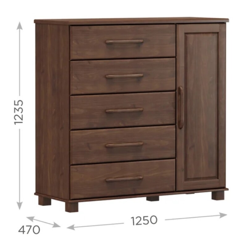 Comoda 5 Cajones 1 Puerta Ouro 2251 Cafe Comoda 5 Cajones 1 Puerta Ouro 2251 Cafe