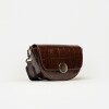 Bandolera The Circle en cuero croco Chocolate Niquel