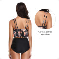 Malla Bikini de Dos Piezas De Tiro Alto Floreado Malla Bikini de Dos Piezas De Tiro Alto Floreado