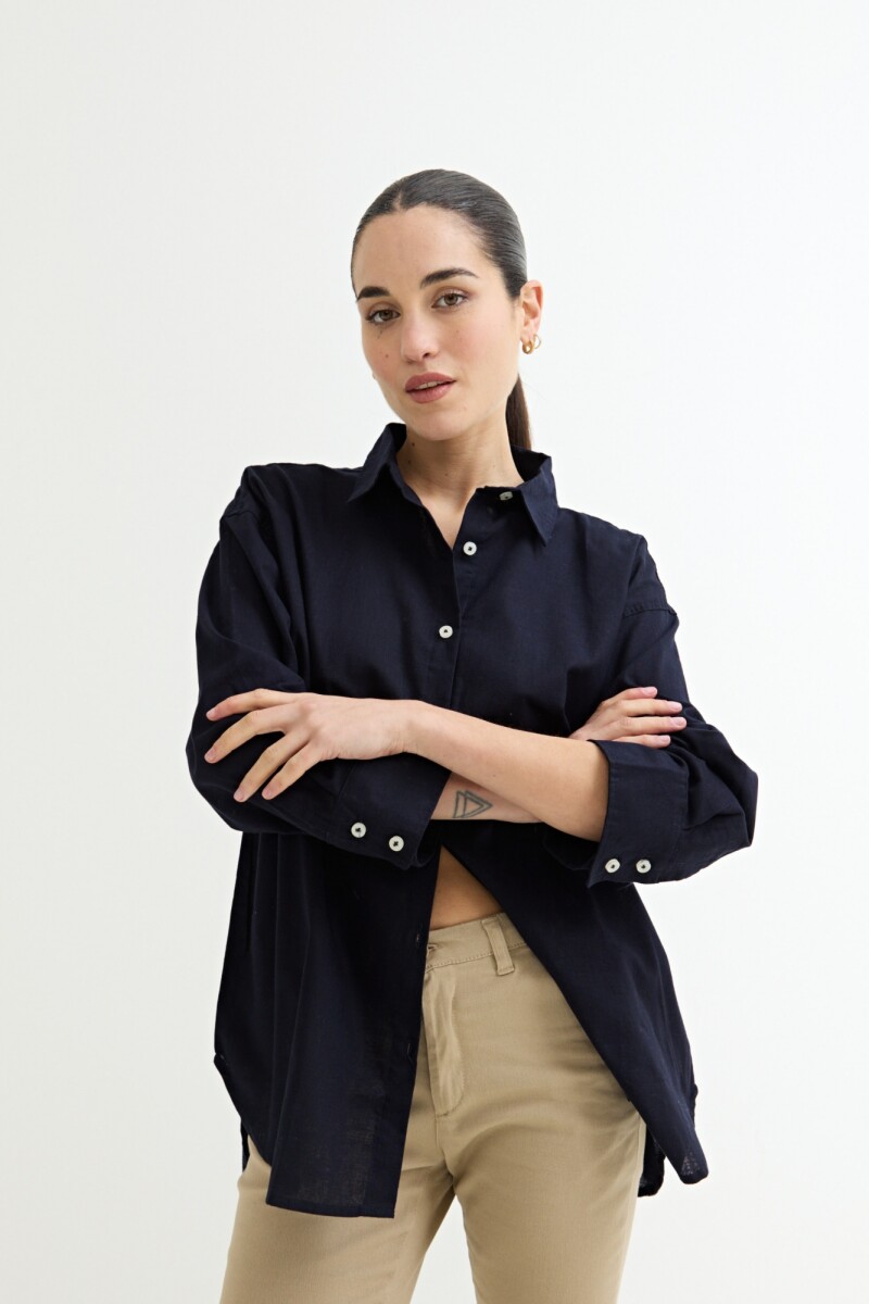 Camisa lisa básica AZUL MARINO