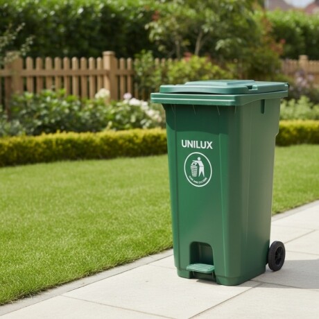 CONTENEDOR DE BASURA 120 LITROS Contenedor de Basura con Ruedas 120 Litros Verde