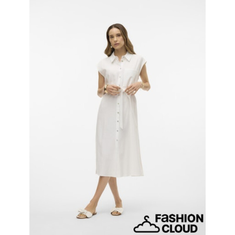 VMMYMILO SL CALF SHIRT DRESS WVN GA SNOW WHITE