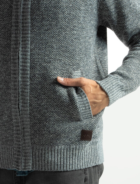Campera de Punto Lisa Forrada Gris Claro