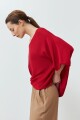 Sweater oversized escote V rojo