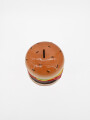 ALCANCIA HAMBURGUESA CON CANDADO 14X13 CM MULTICOLOR