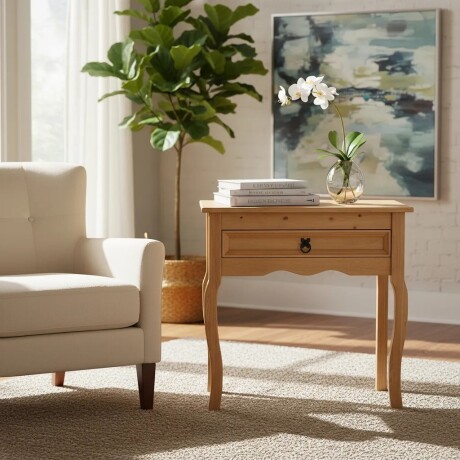 APARADOR MADERA MACIZA MESA AUXILIAR CON CAJÓN MADERA