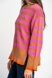 Sweater Rayado Rosa