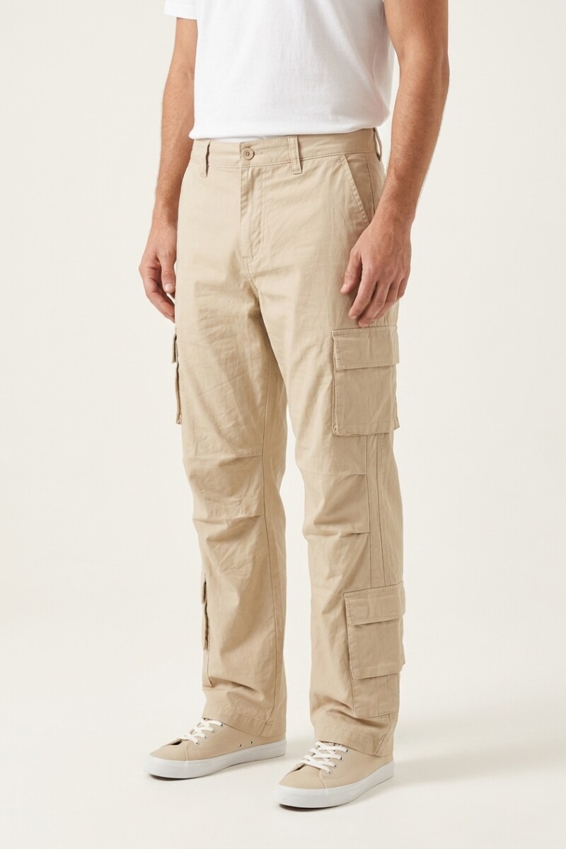 Pantalon cargo recto BEIGE