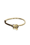 PULSERA DE CUERO MARRÓN SEMIRÍGIDA BAÑADA EN ORO 18K CON MARIPOSA Pulsera