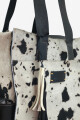 Bolso Tote de Cuero Vacuno y Pelo Natural Negro