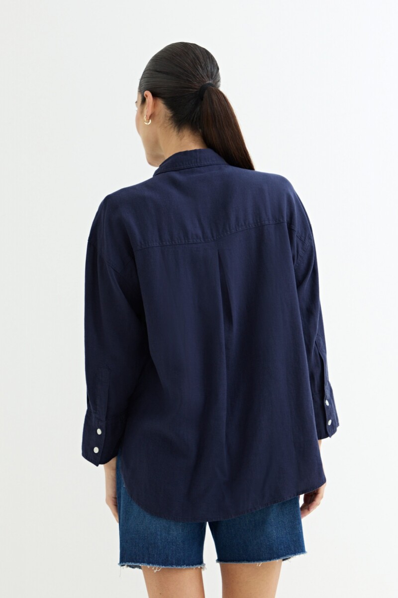 Camisa lisa rustica AZUL MARINO