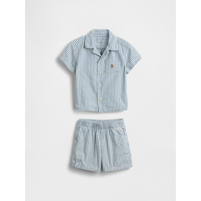 MFD B SS BTTN DOWN SHORT SET BLUE STRIPE