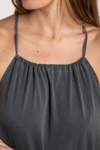 Vestido Algodon Lavado Gris Oscuro